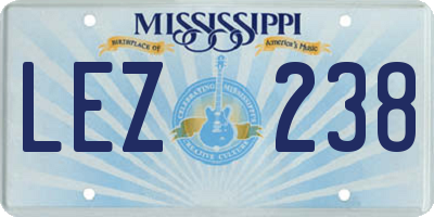 MS license plate LEZ238