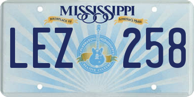 MS license plate LEZ258