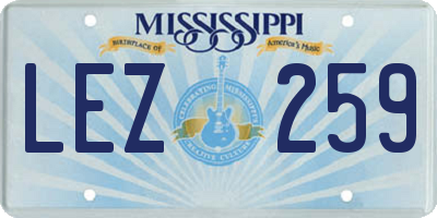 MS license plate LEZ259