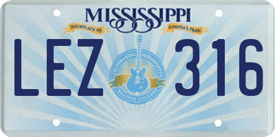 MS license plate LEZ316