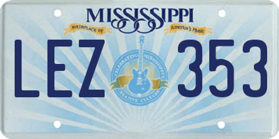 MS license plate LEZ353