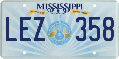 MS license plate LEZ358
