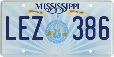 MS license plate LEZ386