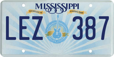 MS license plate LEZ387