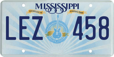 MS license plate LEZ458