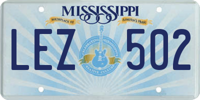 MS license plate LEZ502