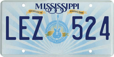 MS license plate LEZ524