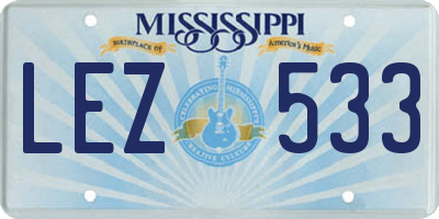 MS license plate LEZ533