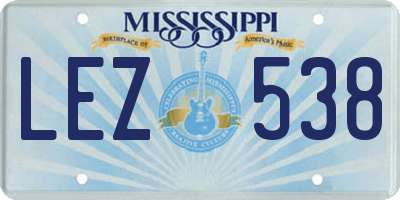 MS license plate LEZ538