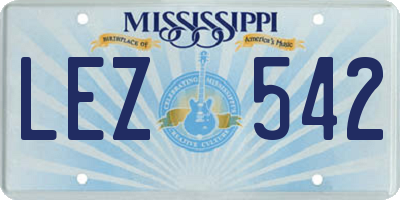 MS license plate LEZ542