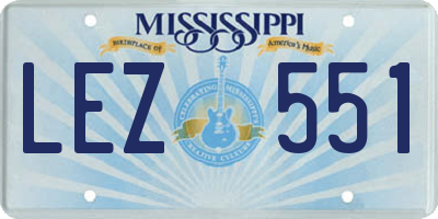 MS license plate LEZ551