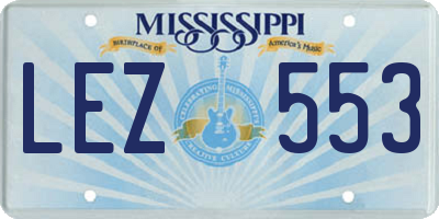 MS license plate LEZ553