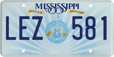 MS license plate LEZ581