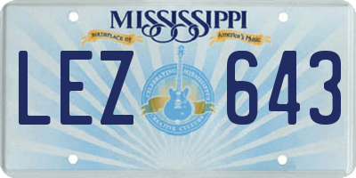 MS license plate LEZ643