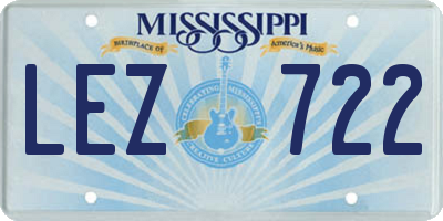 MS license plate LEZ722