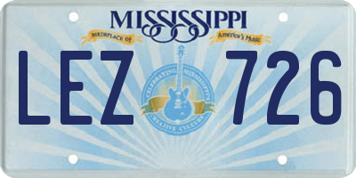 MS license plate LEZ726