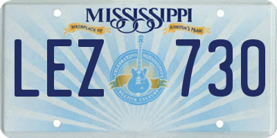 MS license plate LEZ730