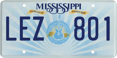 MS license plate LEZ801