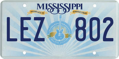 MS license plate LEZ802