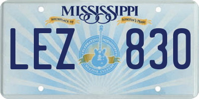 MS license plate LEZ830