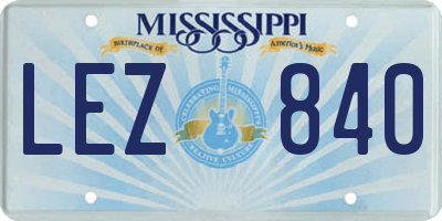 MS license plate LEZ840