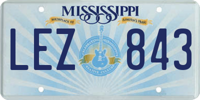 MS license plate LEZ843