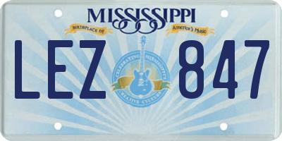 MS license plate LEZ847