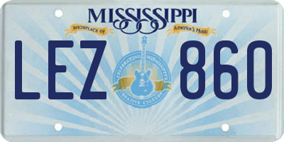 MS license plate LEZ860