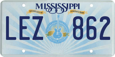 MS license plate LEZ862