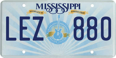 MS license plate LEZ880