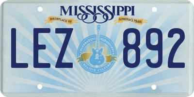 MS license plate LEZ892