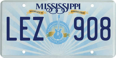 MS license plate LEZ908