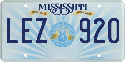 MS license plate LEZ920