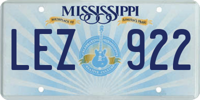 MS license plate LEZ922