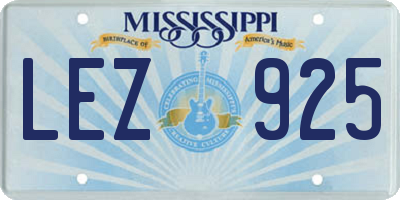 MS license plate LEZ925