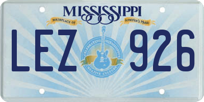 MS license plate LEZ926