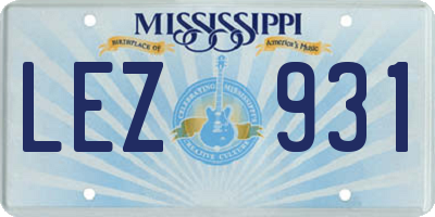 MS license plate LEZ931