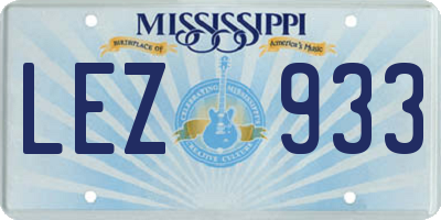 MS license plate LEZ933