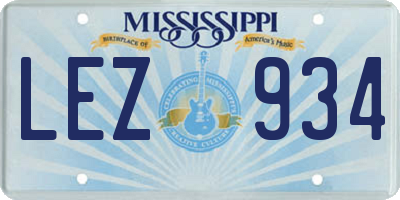 MS license plate LEZ934