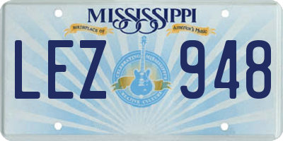 MS license plate LEZ948