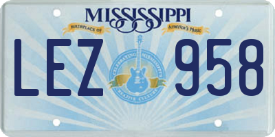 MS license plate LEZ958