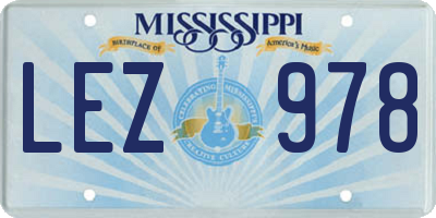 MS license plate LEZ978