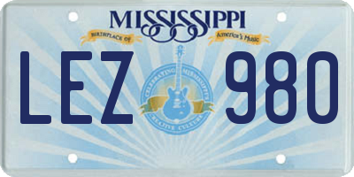MS license plate LEZ980