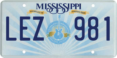 MS license plate LEZ981