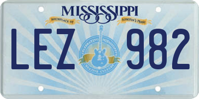 MS license plate LEZ982