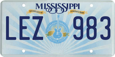 MS license plate LEZ983