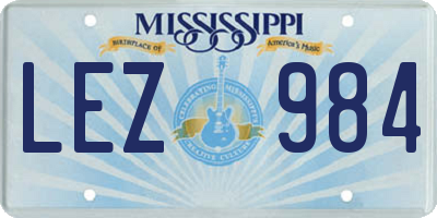 MS license plate LEZ984