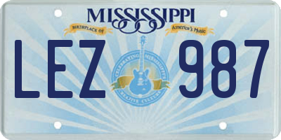 MS license plate LEZ987