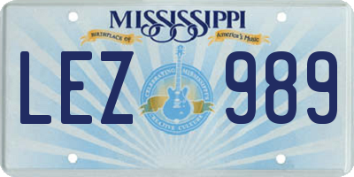 MS license plate LEZ989