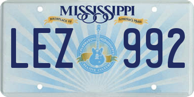 MS license plate LEZ992